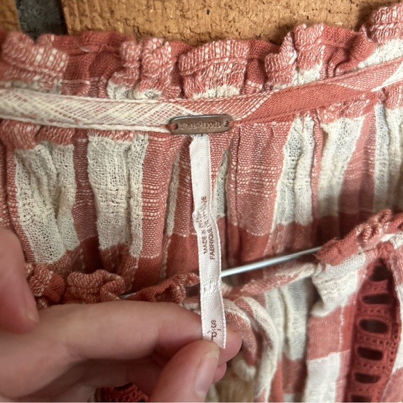 Free People Honey Grove Gingham Checkered Balloon Sleeve Blouse Size Small - Picture 4 of 7